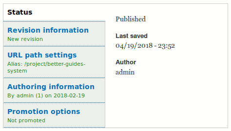 Drupal vertical tabs on node forms with item summary color contrast